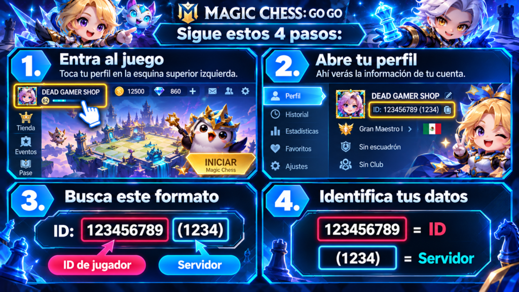 ¿Cómo obtengo mi ID y servidor?