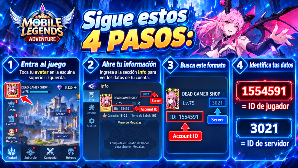¿Cómo obtengo mi ID y servidor?