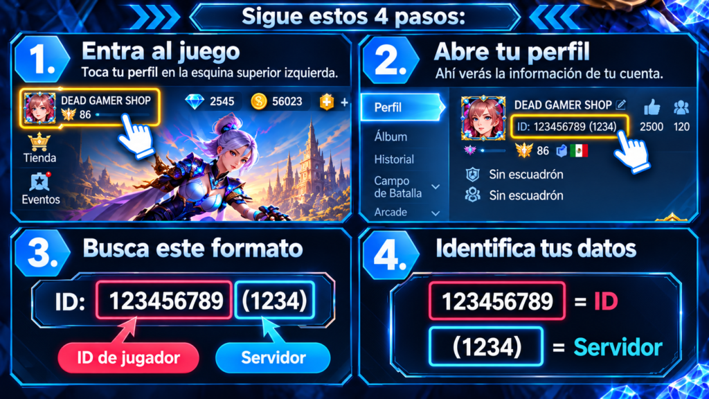 ¿Cómo obtengo mi ID y servidor?